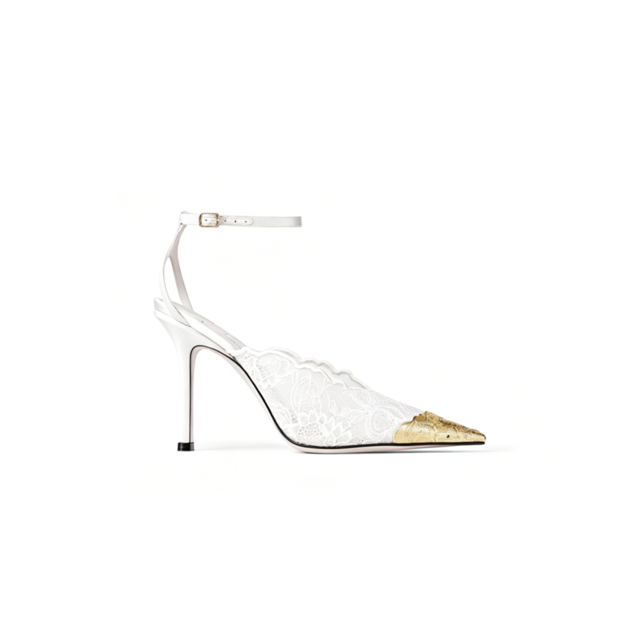 J1m*y Ch00 rose lace pumps with metal lace detail